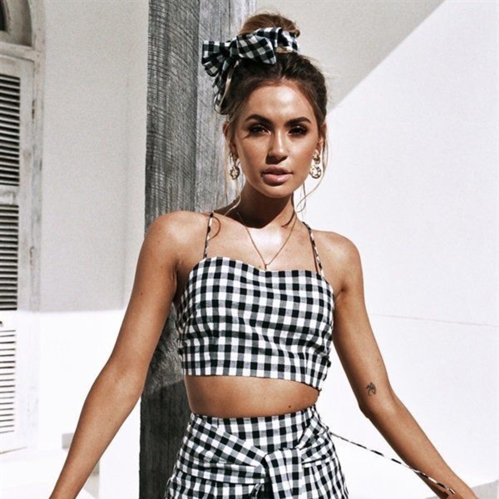 RIA gingham top sabo skirt